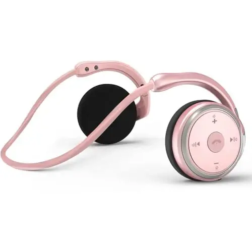 itayak Behind The Head Headphones, Wrap Around Head Small Bluetooth Headphones Lightweight Foldable Wireless Sports Sweatproof Headset with Microphone & Carrying Case (Gold) - 1