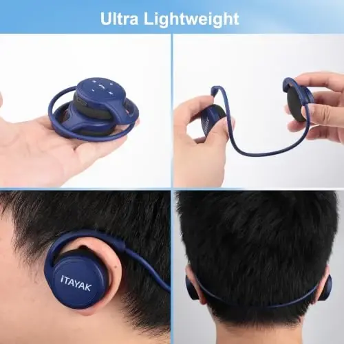 itayak Behind The Head Headphones, Wrap Around Head Small Bluetooth Headphones Lightweight Foldable Wireless Sports Sweatproof Headset with Microphone & Carrying Case - 5