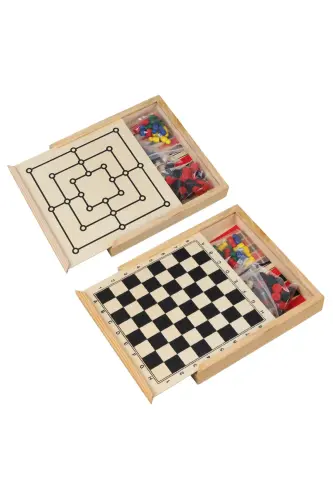 Ithal Ağaç Beşli Oyun Seti (satranç, Dama, Tavla, K.birader, S.test) - 2