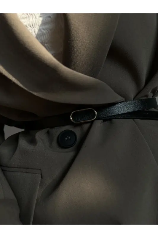 Ithal Oval Gold Tokalı Ince Kemer, Pantolon Kemeri, Gömlek Kemeri, Ceket Kemeri-SİYAH - 2