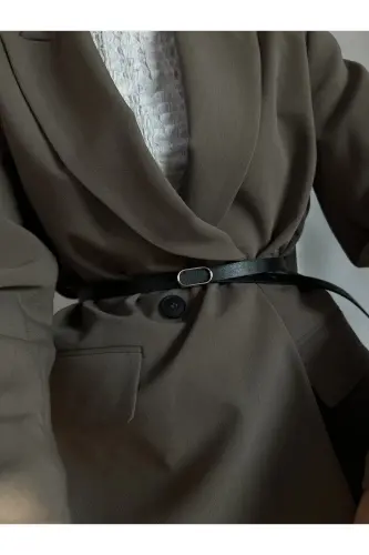 Ithal Oval Gold Tokalı Ince Kemer, Pantolon Kemeri, Gömlek Kemeri, Ceket Kemeri-SİYAH - 3