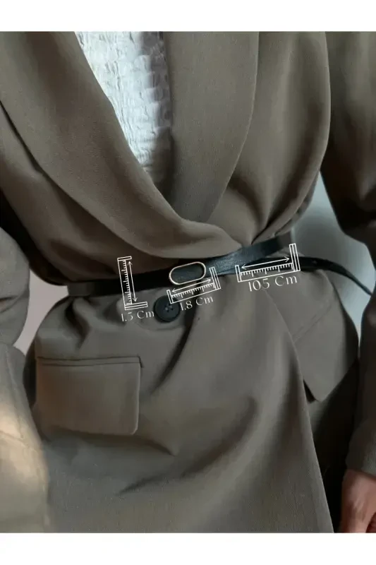 Ithal Oval Gold Tokalı Ince Kemer, Pantolon Kemeri, Gömlek Kemeri, Ceket Kemeri-SİYAH - Modazone