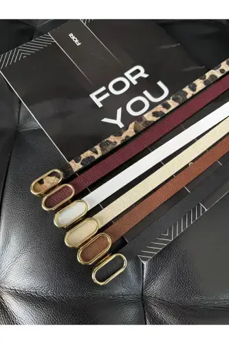 Ithal Oval Gold Tokalı Ince Kemer, Pantolon Kemeri, Gömlek Kemeri, Ceket Kemeri-Çok Renkli - 3