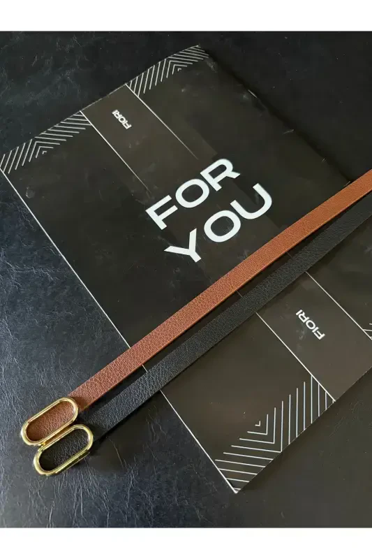 Ithal Oval Gold Tokalı Ince Kemer, Pantolon Kemeri, Gömlek Kemeri, Ceket Kemeri-Siyah - 3