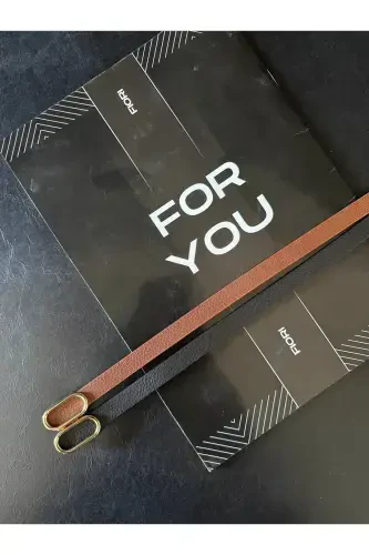 Ithal Oval Gold Tokalı Ince Kemer, Pantolon Kemeri, Gömlek Kemeri, Ceket Kemeri-Siyah - 4