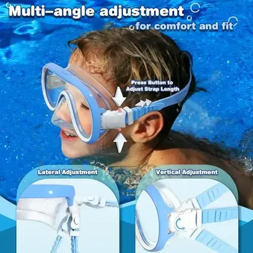 ITOWE Kids Swim Goggles Mask with Nose Cover 3-16, Unique Frame Design 180° Clear View Tempered Glass No Leak for Pool Beach - 3