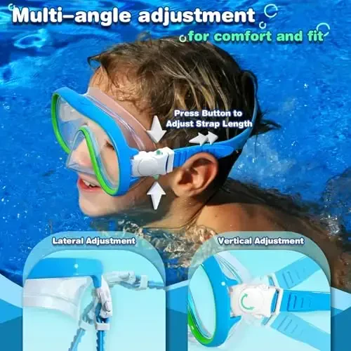ITOWE Kids Swim Goggles Mask with Nose Cover 3-16, Unique Frame Design 180° Clear View Tempered Glass No Leak for Pool Beach - 3