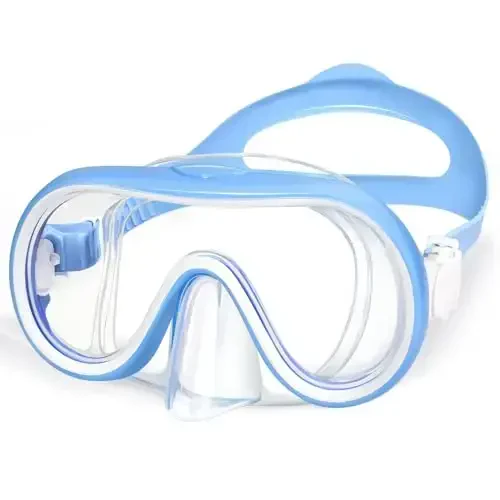 ITOWE Kids Swim Goggles Mask with Nose Cover 3-16, Unique Frame Design 180° Clear View Tempered Glass No Leak for Pool Beach - 1