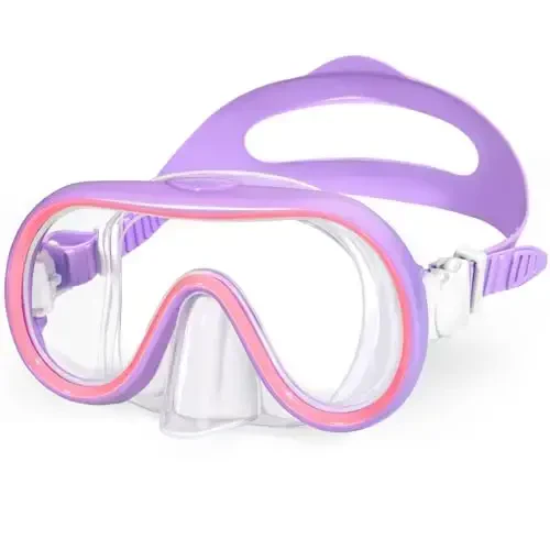 ITOWE Kids Swim Goggles Mask with Nose Cover 3-16, Unique Frame Design 180° Clear View Tempered Glass No Leak for Pool Beach - 1