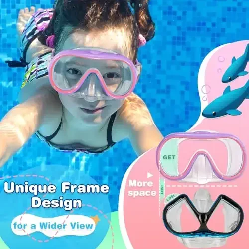 ITOWE Kids Swim Goggles Mask with Nose Cover 3-16, Unique Frame Design 180° Clear View Tempered Glass No Leak for Pool Beach - ITOWE (1)