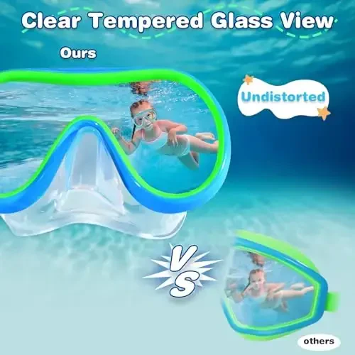 ITOWE Kids Swim Goggles Mask with Nose Cover 3-16, Unique Frame Design 180° Clear View Tempered Glass No Leak for Pool Beach - 6