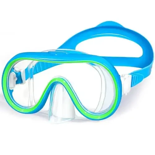 ITOWE Kids Swim Goggles Mask with Nose Cover 3-16, Unique Frame Design 180° Clear View Tempered Glass No Leak for Pool Beach - 1