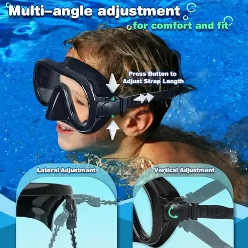 ITOWE Kids Swim Goggles Mask with Nose Cover 3-16, Unique Frame Design 180° Clear View Tempered Glass No Leak for Pool Beach - 3
