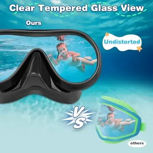 ITOWE Kids Swim Goggles Mask with Nose Cover 3-16, Unique Frame Design 180° Clear View Tempered Glass No Leak for Pool Beach - 6