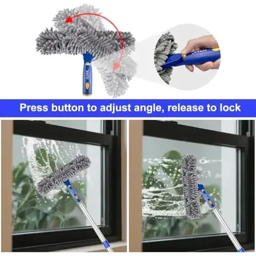 ITTAR Professional Window Cleaning Squeegee Kit, 7.15 Ft High Reach Cleaner Tool, Rotatable Window Washing Equipment with Extension Pole for Indoor/Outdoor Window, Glass, Car, 1 Blade 2 Scrubber - 4