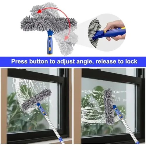 ITTAR Professional Window Cleaning Squeegee Kit, 7.15 Ft High Reach Cleaner Tool, Rotatable Window Washing Equipment with Extension Pole for Indoor/Outdoor Window, Glass, Car, 1 Blade 2 Scrubber - 4