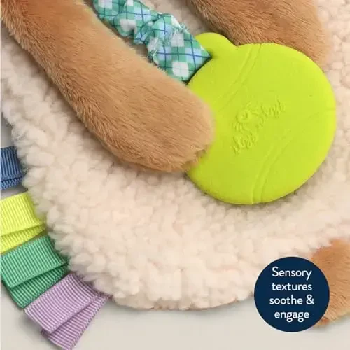 Itzy Ritzy - Itzy Lovey Including Teether - Baby Lovey with Teether, Textured Ribbons & Dangle Arms - Features Crinkle Sound, Sherpa Fabric and Minky Plush (Puppy) - 5