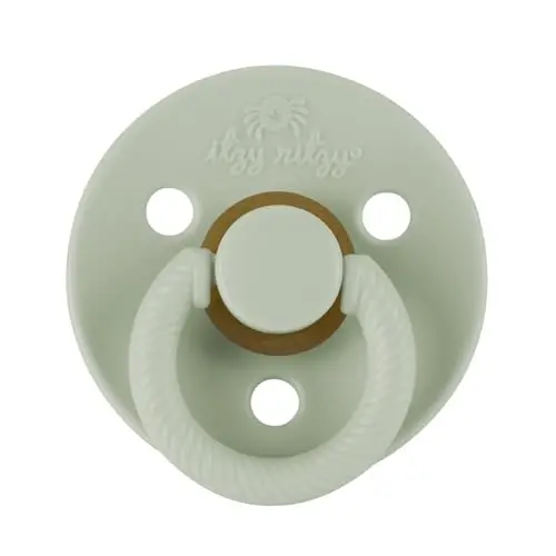 Itzy Ritzy Natural Rubber Pacifiers (Set of 2) – Baby Pacifiers with Cherry-Shaped Nipple & Large Air Holes for Added Safety; Set of 2 Binkies in Agave & Succulent (Ages 6 – 18 Months) - ITZY RITZY (1)