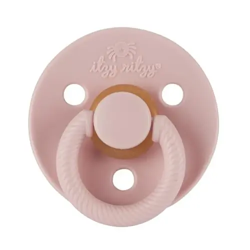 Itzy Ritzy Natural Rubber Pacifiers (Set of 2) – Baby Pacifiers with Cherry-Shaped Nipple & Large Air Holes for Added Safety; Set of 2 Binkies in Blossom & Rosewood (Ages 6 – 18 Months) - 2