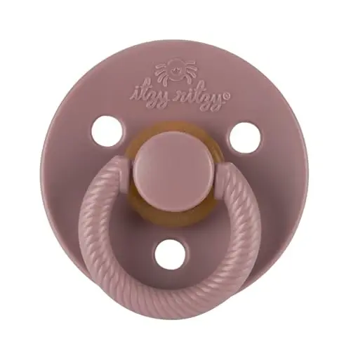 Itzy Ritzy Natural Rubber Pacifiers (Set of 2) – Baby Pacifiers with Cherry-Shaped Nipple & Large Air Holes for Added Safety; Set of 2 Binkies in Blossom & Rosewood (Ages 6 – 18 Months) - 3