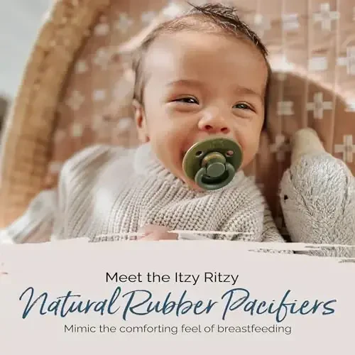 Itzy Ritzy Natural Rubber Newborn Pacifiers (Set of 2) – Baby Pacifiers with Cherry-Shaped Nipple & Large Air Holes for Added Safety; Set of 2 Binkies in Camo & Midnight (Ages 0 – 6 Months) - ITZY RITZY (1)