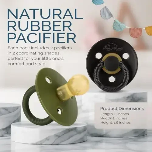 Itzy Ritzy Natural Rubber Newborn Pacifiers (Set of 2) – Baby Pacifiers with Cherry-Shaped Nipple & Large Air Holes for Added Safety; Set of 2 Binkies in Camo & Midnight (Ages 0 – 6 Months) - 5
