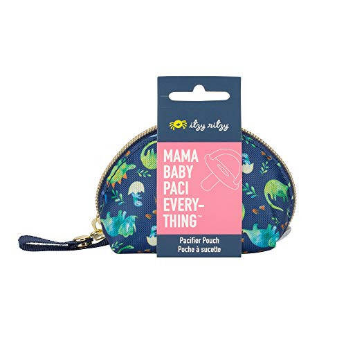 Itzy Ritzy Everything Storage Pouch; Small Zipper Pouch Holds 2 Pacifiers; Snap Handle Attaches to Diaper Bag, Stroller or Purse; Holds Earbuds, Chargers, Change or Disposable Bags (Dinosaur) - 5