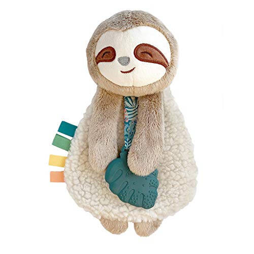 Itzy Ritzy - Itzy Lovey Including Teether - Baby Lovey with Teether, Textured Ribbons & Dangle Arms - Features Crinkle Sound, Sherpa Fabric and Minky Plush (Sloth) - 1