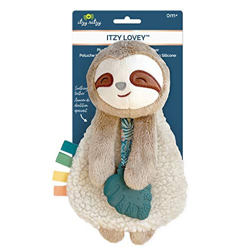 Itzy Ritzy - Itzy Lovey Including Teether - Baby Lovey with Teether, Textured Ribbons & Dangle Arms - Features Crinkle Sound, Sherpa Fabric and Minky Plush (Sloth) - 4