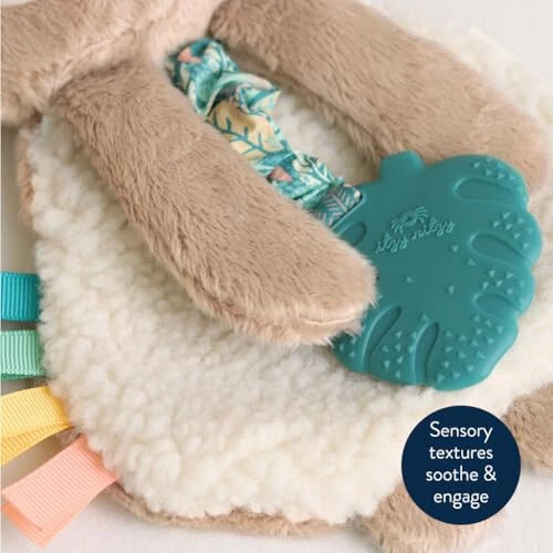 Itzy Ritzy - Itzy Lovey Including Teether - Baby Lovey with Teether, Textured Ribbons & Dangle Arms - Features Crinkle Sound, Sherpa Fabric and Minky Plush (Sloth) - 5