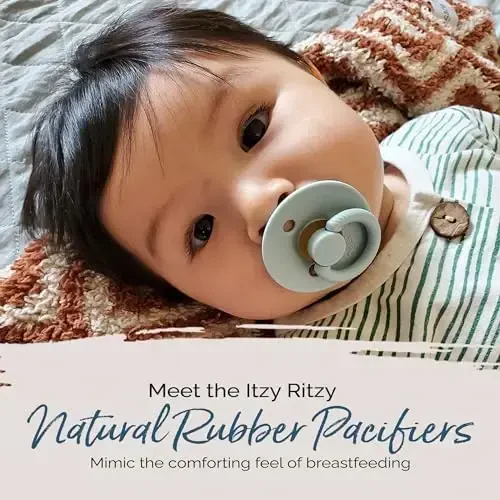 Itzy Ritzy Natural Rubber Newborn Pacifiers (Set of 2) – Baby Pacifiers with Cherry-Shaped Nipple & Large Air Holes for Added Safety; Set of 2 Binkies in Harbor & Coast (Ages 0 – 6 Months) - 5