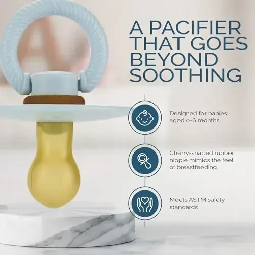 Itzy Ritzy tabiiy kauchukdan yangi tug'ilgan chaqaloqlar uchun so'rg'ichlar (2 dona to'plam) – Gilos shaklidagi emzik va qo'shimcha xavfsizlik uchun katta havo teshiklari bo'lgan chaqaloq so'rg'ichlari; Port va Sohil bo'yidagi 2 ta Binkies to'plami (0 – 6 oylik) - 3