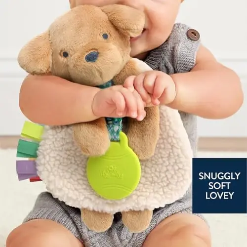 Itzy Ritzy - Tishlagichni o'z ichiga olgan Itzy Lovey - Tishlagichli bolalar sevimlisi, teksturali lentalar va osilgan qo'llar - G'ijirlagan ovoz, sherpa mato va minky plyush (kuchukcha) - 3