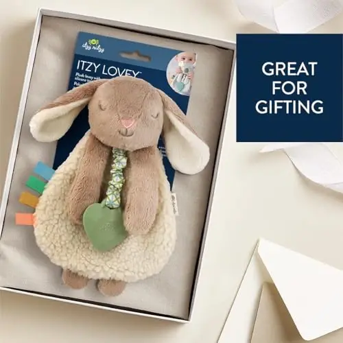 Itzy Ritzy - Tishlagichni o'z ichiga olgan Itzy Lovey - Tishlagichli chaqaloq Lovey, teksturali lentalar va osilgan qo'llar - Ajin ovozi, Sherpa matosi va Minky Plush (Taupe Bunny) - 5