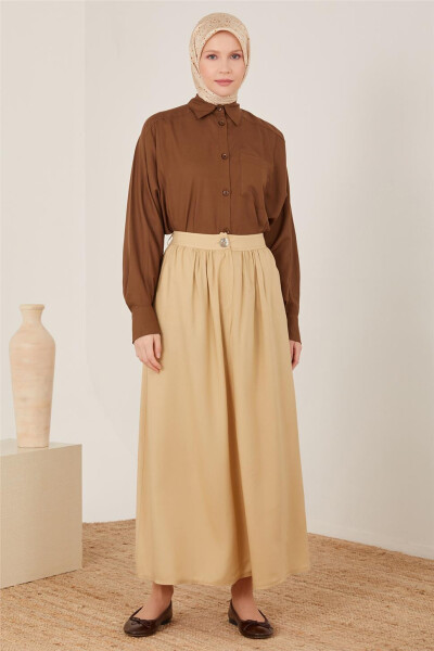 Юбка из габардина Armine с вырезами и бахромой 23Y1412 Бежевый - ARMINE