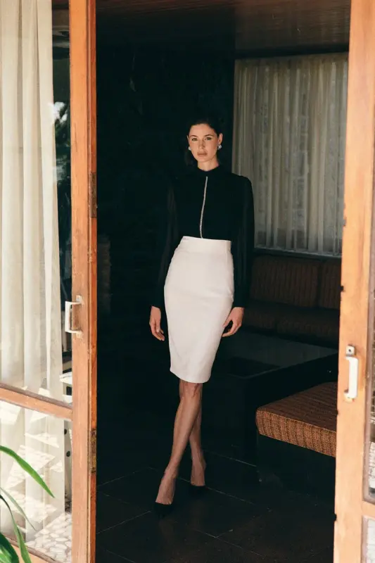 Юбка-карандаш - Экрю-ЭКРЮ - SATEEN