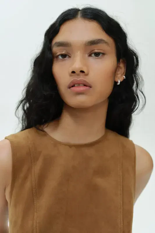 Юбка-клеш из габардина — коричневый - 2