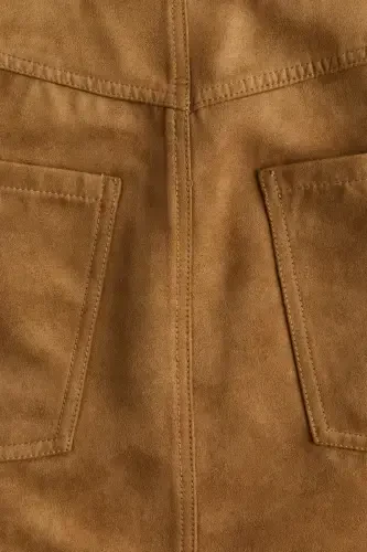 Юбка-клеш из габардина — коричневый - 6