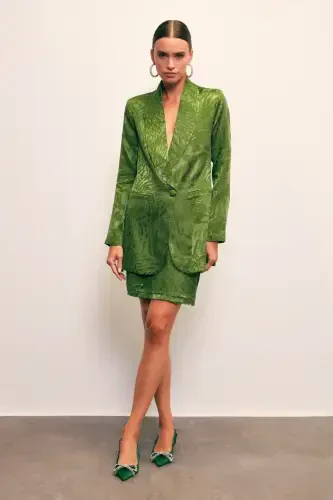 Юбка-колокол из жаккарда - ЗЕЛЕНЫЙ - SATEEN (1)