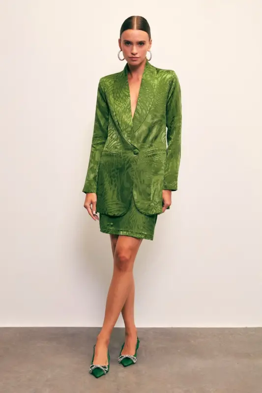 Юбка-колокол из жаккарда - ЗЕЛЕНЫЙ - 2