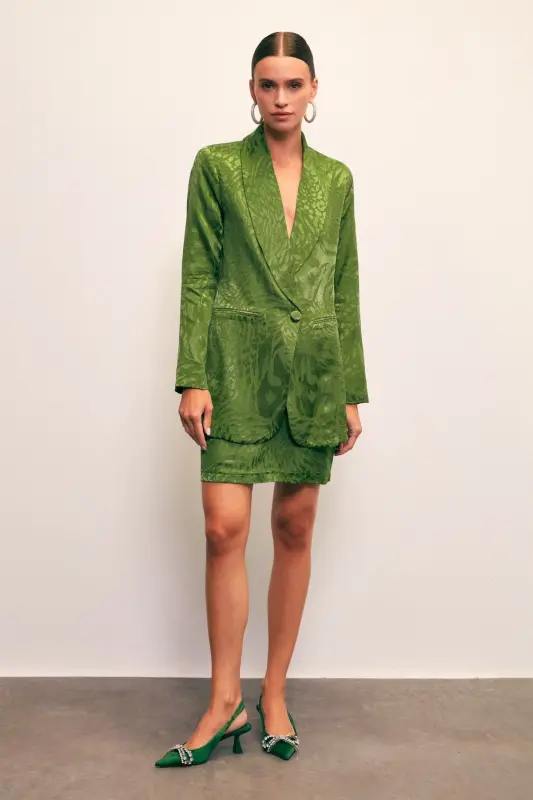 Юбка-колокол из жаккарда - ЗЕЛЕНЫЙ - 3