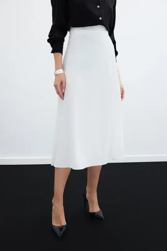 Юбка миди из сатина (Экри) - 5