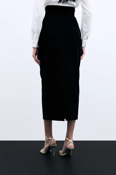 Юбка-миди на пуговицах - ЧЕРНАЯ - 8