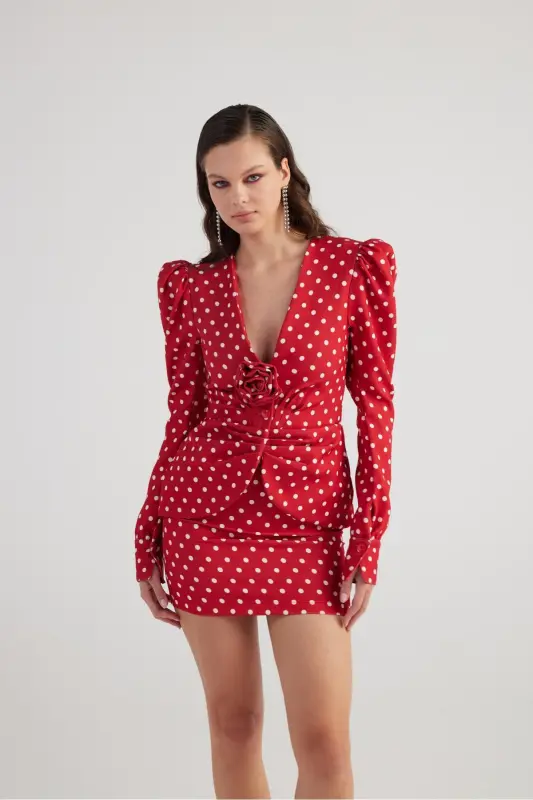 Юбка мини Wilma в горошек красная - 3