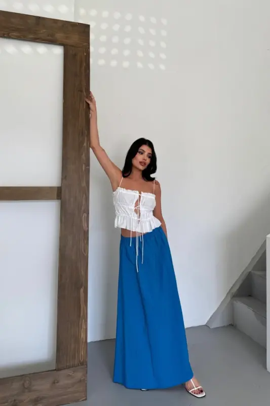 ЮБКА ШАНЕЛЬ ДЛИНЫ МИДИ МЯГКАЯ ТКАНЬ - Сапфир - 4
