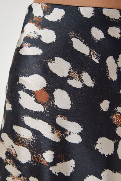 Юбка женская, атласная, с антрацитовым принтом, DD01142 - 5