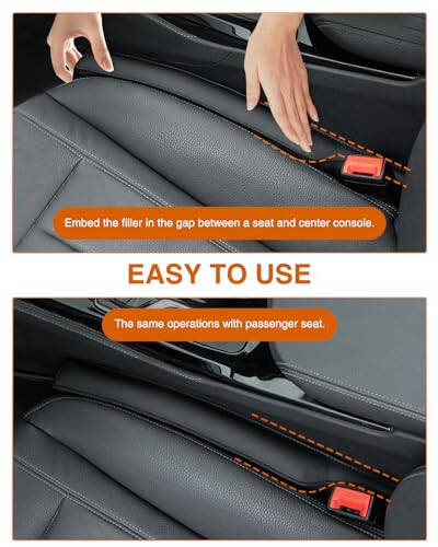 iVaristle Leather Car Seat Gap Filler 2 Packs, Seat Crevice Blocker Between Seat and Center Console for Car Truck SUV, Stop Things from Dropping, Universal Car Essentials Interior Accessories Black - 6