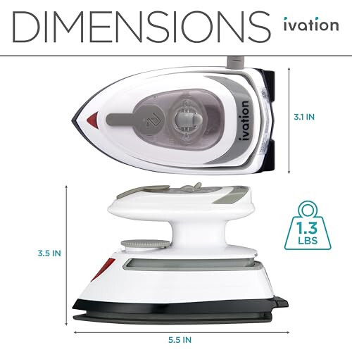 Ivation Travel Steam Iron | Mini Dual Voltage Dry Iron & Clothes Steamer with Nonstick Soleplate, Temperature Control & Indicator Light | Heats in Seconds, Small & Compact, ETL Certified, 1.3 Lbs. - 4