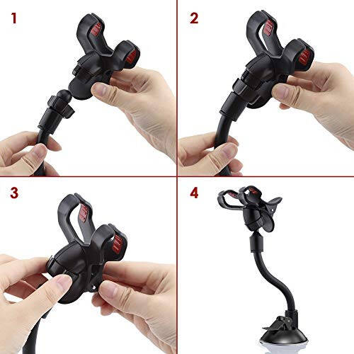 Ivoler Car Phone Mount Windshield, Long Arm Clamp Universal Windshield with Double Clip Strong Suction Cup Cell Phone Holder Compatible with iPhone 15 14 13 Pro Max XS 7 8 Plus, Galaxy S24 S23 Ultra - 9