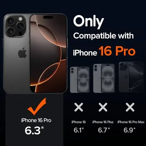 ivoler Magnetic Case for iPhone 16 Pro 6.3'' [Magsafe bilan mos] [15 FT Harbiy Standart Himoya] 16 Pro uchun Magnit Zaryadlovchi G'ilof Bumper, Muzlatilgan Yarim Shaffof Orqa Telefon Qopqog'i - Mat Qora - 2